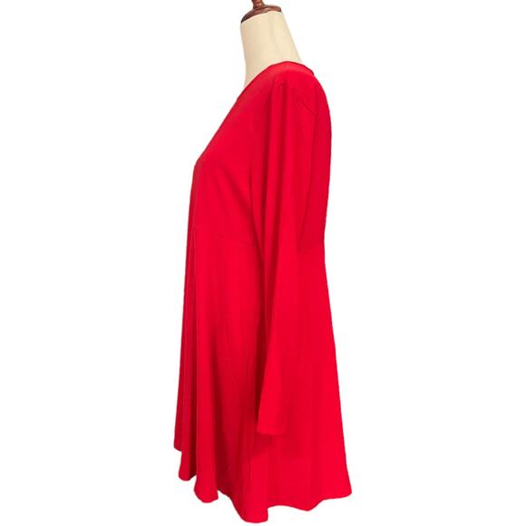 Women's Size Large Zara Woman Red Babydoll Long Sleeve Swing Dress 4043/049 - Picture 3 of 12